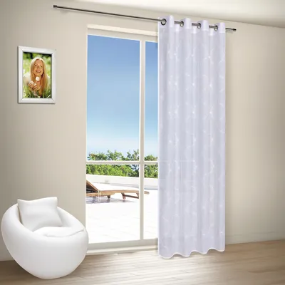 Produktbild von Gerster Ösenschal, bestickt B = 140 x H =235 cmTransparent We Graphisch weiß