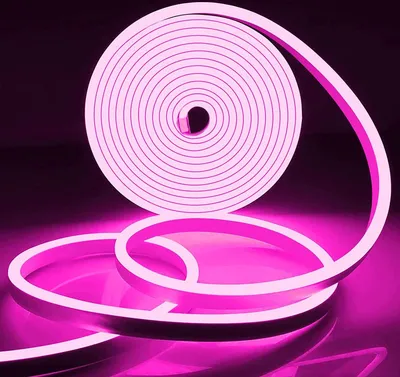 Produktbild von 5m LED Streifen DC12V Dimmbar Neon Lichtleiste Wasserdicht Flexibel Lichtband mit Netzteil für Außen Innen Deko, Rosa