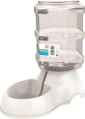 Produktbild von Wasserspender für Hunde, Hexagonal, 3500 ml, Weiß, Kunststoff, Für große Hunde, Innenbereich