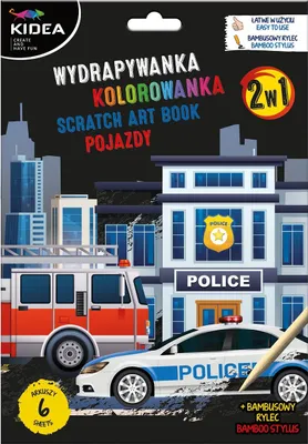 Produktbild von Kratzbrett und Malbuch 2in1 Fahrzeuge Kidea