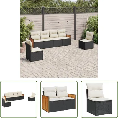 Produktbild von The Living Store 6-tlg. Garten-Sofagarnitur mit Kissen Schwarz Poly Rattan