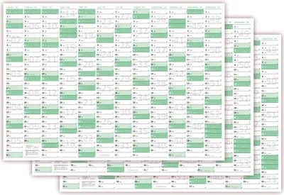 Produktbild von 3 Stück Green Wandkalender / Wandplaner 2026 gefaltet DIN A3 Format (420 x 594 mm) mit 12 Monaten