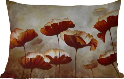 Produktbild von MuchoWow® Outdoor Kissen - Malerei - Blumen - Ölfarbe - Pflanzen - 50x30 cm - Wetterfest - Lounge Kissen - Sofa kissen - Wohnzimmer Dekoration