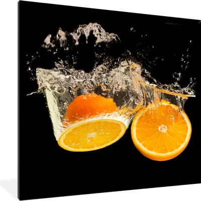 Produktbild von MuchoWow® Gerahmtes Poster Orange - Stillleben - Wasser - Schwarz - Obst 40x40 cm - Poster mit Schwarzem Bilderrahmen Wandposter Rahmen Foto Bilder - Mit Rahmen - Wanddekoration Schlafzimmer