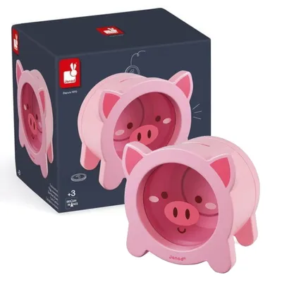 Produktbild von Janod Spardose Schwein - Holz-Spardose für Kinder mit Sichtfenster