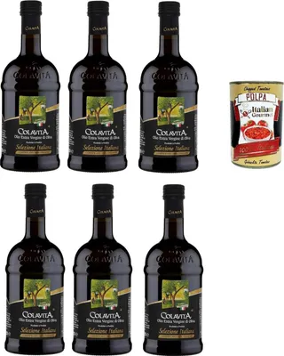 Produktbild von Colavita Olio Extra Vergine Di Oliva Selezione Italiana 6x 500ml, Natives Olivenöl extra 100% italienisch + Italian Gourmet polpa 400g