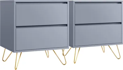 Produktbild von Yaheetech Nachttische, Beistelltisch-Set, 2er-Set Sofatische, Nachtschrank für Wohnzimmer, Schlafzimmer, Flur, stabil, Modern, Gray