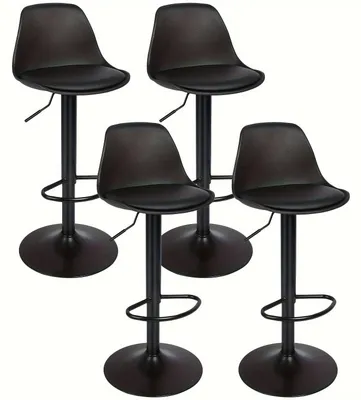 Image de Tabouret de bar - Tabouret bar - Tabouret de bar réglable - Chaise de cuisine - Ensemble de 4 tabourets de bar - Réglable de 55 à 75 cm
