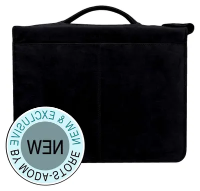 Produktbild von Dokumentenmappe Leder - Schwarz Vintage Revival - Hochwertiges Rindsleder - Schreibmappe Leder - Konferenzmappe Leder - Ringbuch Leder