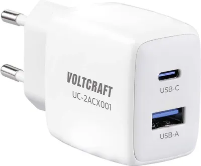 Produktbild von VOLTCRAFT UC-2ACX001 USB Ladegerät 25 W Innenbereich Ausgangsstrom (max.) 2.08 A 2 x 1x USB-A, 1x USB-C® GaN
