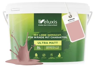Produktbild von Wandfarbe Rosa Altrosa Beige Matt Innenfarbe – Deckkraft Klasse 1, VOC-frei, Ohne Grundierung, Tropfarm – Wohnzimmer & Schlafzimmer – 5L – Veluxis (Guava Juice)