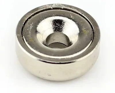 Produktbild von 50 Neodym Flachgreifer Topfmagnete mit Bohrung und Senkung Ø13x4,5 mm N35 - Haftkraft 3 kg / 30 N