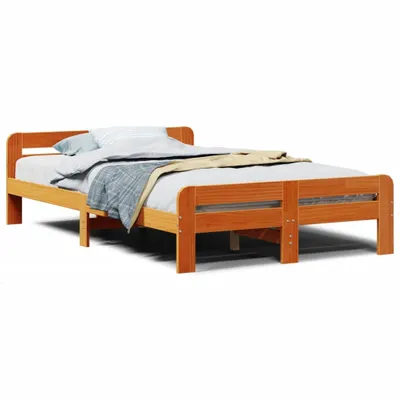 Produktbild von vidaXL Massivholzbett ohne Matratze Wachsbraun 135x190 cm Kiefernholz