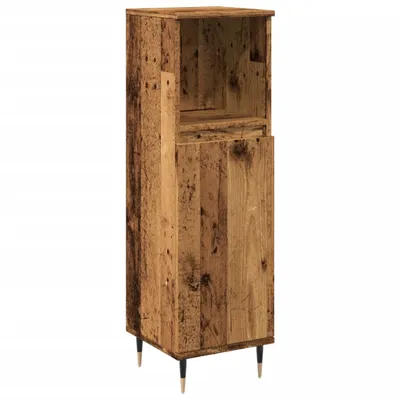 Image de Armoire de salle de bain vieux bois 30x30x100cm bois ingénierie