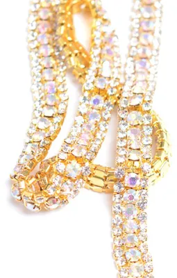 Produktbild von 3-reihiges Diamant-Netzband mit funkelnden Kristall-Strasssteinen zur Dekoration von Hochzeitskleidern