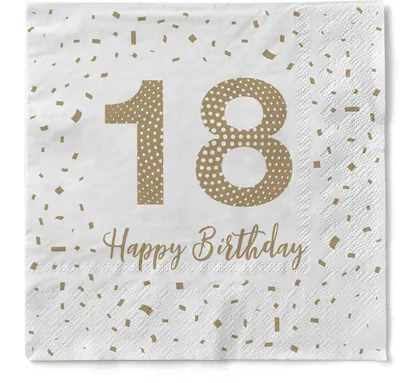 Produktbild von Sovie HOME Serviette "Happy Birthday - 18" aus Tissue 33 x 33 cm, 3-lagig, 20 Stück