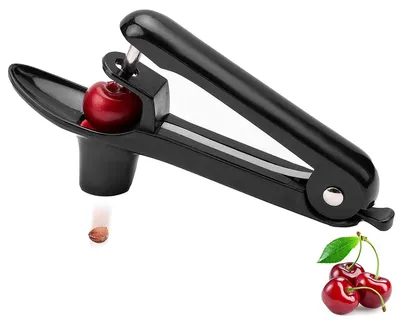 Produktbild von Kirschentkerner - Edelstahl-Obstentkerner für schnelles Entsteinen von Kirschen - Schwarz