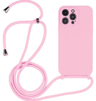 Produktbild von Mobigear Handylanyard für iPhone 14 Pro, Silikon-Handykette – Rosa