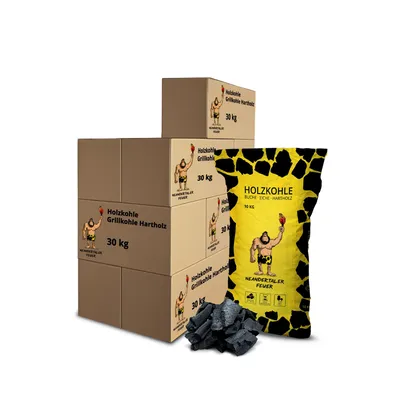 Produktbild von Neandertaler Feuer Holzkohle Grillkohle Buche - Charcoal BBQ 10 x 30 kg Kohle für Grill Smoker Kamin Grillholzkohle Laubholz Buchenholzkohle 300 kg