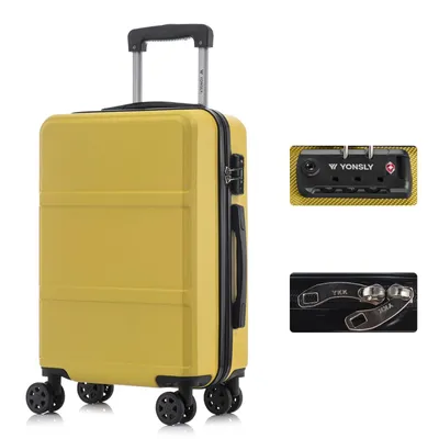 Produktbild von Premium Reisekoffer TSA-Schloss,YKK-Reißverschluss Hartschalen-Koffer Trolley Kabinenkoffer Rollkoffer Suitcase Handgepäck 4 Rollen (Gelb, M)