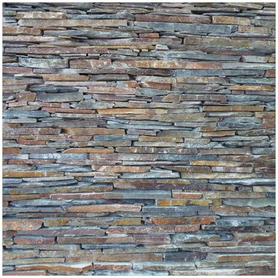 Produktbild von Wallario Premium Glasbild, freischwebende Optik, kräftige Farben, Größe 50 x 50 cm Motiv Natursteinmauer in grau braun