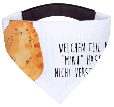 Produktbild von Mr. & Mrs. Panda Halstuch Hund Katze Mittelfinger - Weiß - Geschenk, Kater, Katzen, für, Cats, Hunde Hals Tuch, Hundehalstuch, Cat, Bandana, Dreieckstuch, Mietze