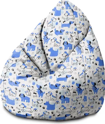 Produktbild von Dreamroots Sitzsack Kinder mit füllung, Bodenkissen Kinder Sitzsack, Sitzsack Kinderzimmer 70x70x105 cm, Sitzkissen Boden Kinder, Blue Dogs