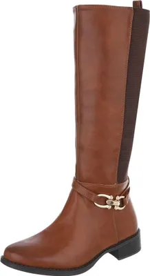 Produktbild von Ital-Design Damen Stiefel Leicht gefüttert Textiloptik, Lederoptik Flache Stiefel 90169508 Camel Gr.  37