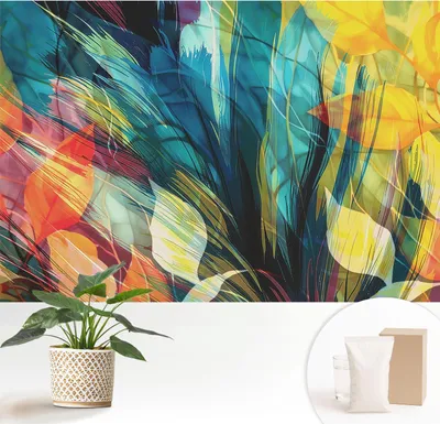 Obrázek produktu pro Samolepicí fototapeta – 152 x 104 cm – tapeta – nástěnná tapeta – nástěnné obrazy – samolepicí fólie – dekorativní fólie – tapetová fólie – stěna – dekorace – obývací pokoj – abstraktní listy