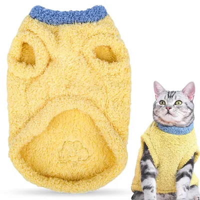 Produktbild von Katzenpullover Warmer Wintermantel für Haustiere Hundekleidung Welpenweste Gelb XL
