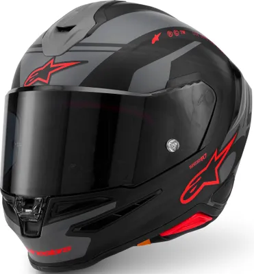 Imagen del producto de Casco Alpinestars Supertech R7 A-Core, color negro/gris/rojo, talla M