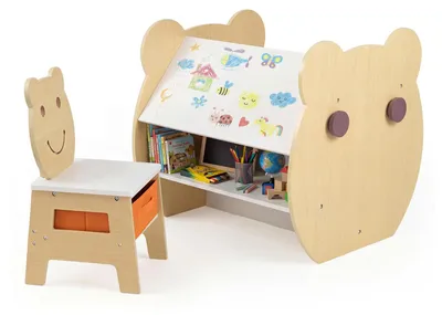 Obrázok produktu pre FANTASK detský stolík 3 v 1 s stoličkami, detský písací stolík s úložným priestorom a háčikmi