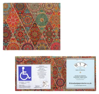 Produktbild von kwmobile Hülle für den deutschen Schwerbehindertenausweis - Schutzhülle aus Kork in Pink Rot Blau - Cover mit Fächern - Ausweishülle klappbar