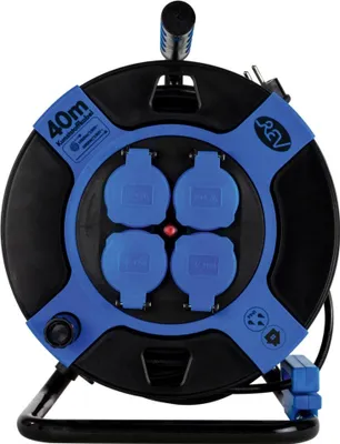 Produktbild von Kabeltrommel 40m Kunststoff 4-fach IP 44 H05VV-F 3G1,5 sw/bl Beschaffungsartikel