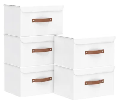 Immagine prodotto di Omgoods - Set di 5 scatole pieghevoli con coperchio per l'organizzazione e la conservazione dei vestiti
