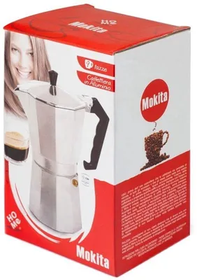 Productafbeelding van espressokan, kunststof, zilver/zwart, 9 kopjes