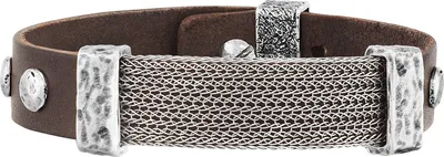 Produktbild von Seven-24 Armband Edelstahl mit braunem Leder
