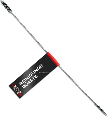 A cleaning brush with a tag.