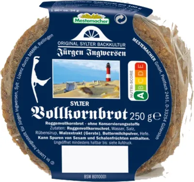 Produktbild von Mestemacher Sylter Vollkornbrot rund ohne Konservierungsstoffe 250g