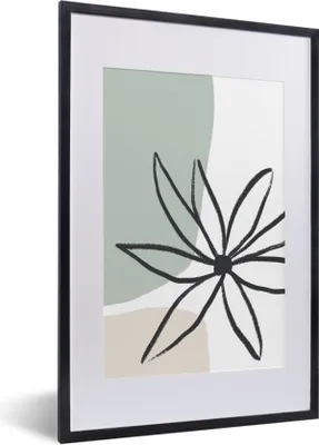 Produktbild von MuchoWow® Gerahmtes Poster Blume - Pastell - Minimalismus 40x60 cm - Poster mit Schwarzem Bilderrahmen Wandposter Rahmen Foto Bilder - Poster in Rahmen