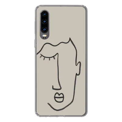 Produktbild von MuchoWow® Handyhülle Schutzhülle Hülle für Huawei P30 Auge - Abstrakt - Strichzeichnung Silikon Softcase Handy Hülle - Kartenbesitzer