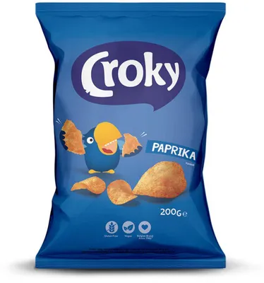 Produktbild von Croky Chips Paprika 200g – Knusprige Kartoffelchips mit würzigem Paprika-Geschmack