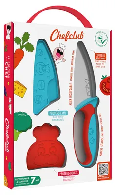Zdjęcie produktu dla CHEFCLUB Nóż dla dzieci, niebieski i czerwony, wielokolorowy