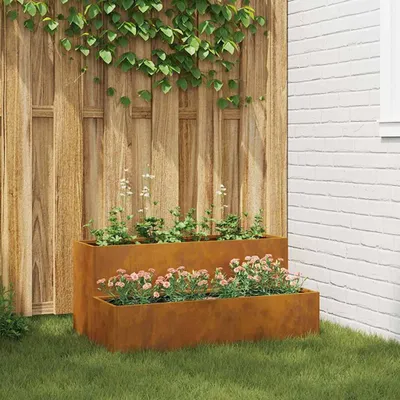Produktbild von "2025 möbel"Gartenblumentopf Rostig 100 x 60 x 45 cm Wetterfeststahl - Neu Design Beete