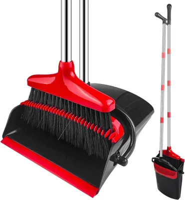 Imagen del producto de Juego de escoba con recogedor y pala plegable, de pie, ideal para el hogar y la oficina