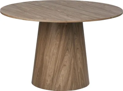 Produktbild von BELIANI Esstisch Dunkles Holz Rund ⌀ 120 cm MDF Tischplatte Holzoptik Säulenfuß Säulentisch Minimalistischer Stil Modernes Design Esszimmermöbel