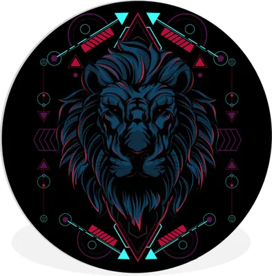 Produktbild von MuchoWow® Rundes Wandbild - Runde Bilder Löwe - Tier - Schwarz Ø 60 cm Kreis Wanddekoration Kunststoff - Wandkreis - Wandschmuck - Wand Kreis - Das Schlafzimmer - Die Bilder - Wandmalerei - Kunst für das Haus - das Plastik