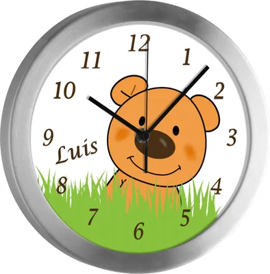 Produktbild von Kinderzimmer Funkwanduhr, Funkuhr Wanduhr Kinder, Teddy Bär 25 cm