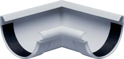 Produktbild von INEFA Rinnenwinkel 90 Grad halbrund Innenwinkel, PVC NW100 / 100mm Grau Wulst innen, Verbindungsstück Dachrinnenzubehör, einfache Montage
