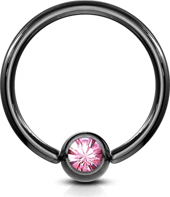 Produktbild von viva-adorno 1,2x10x4mm Universal Piercing Ring BCR Kristall Lippenring Klemmring Septumpiercing Brustpiercing Chirurgenstahl Z294,pink
